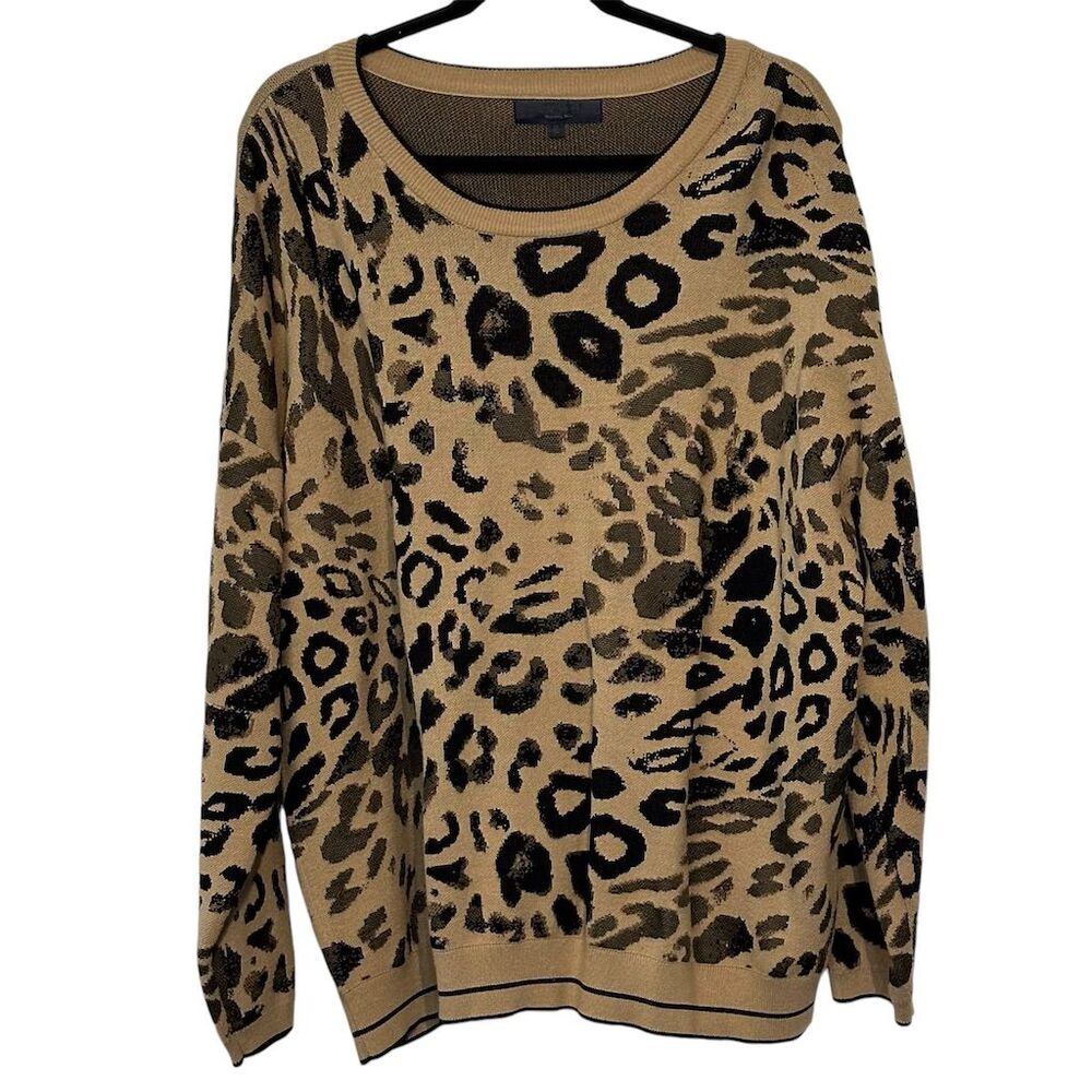 Rachel Roy Women's 2X Animal‎ Print Pullover Sweater Multicolor